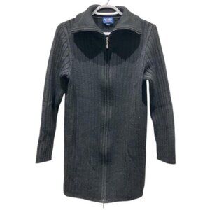 Liberty Island black long full zip sweater size L